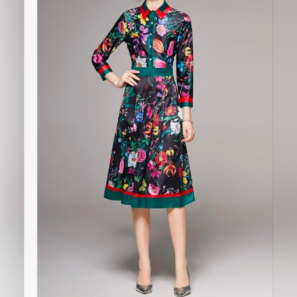 Floral Black Dress - Like New!